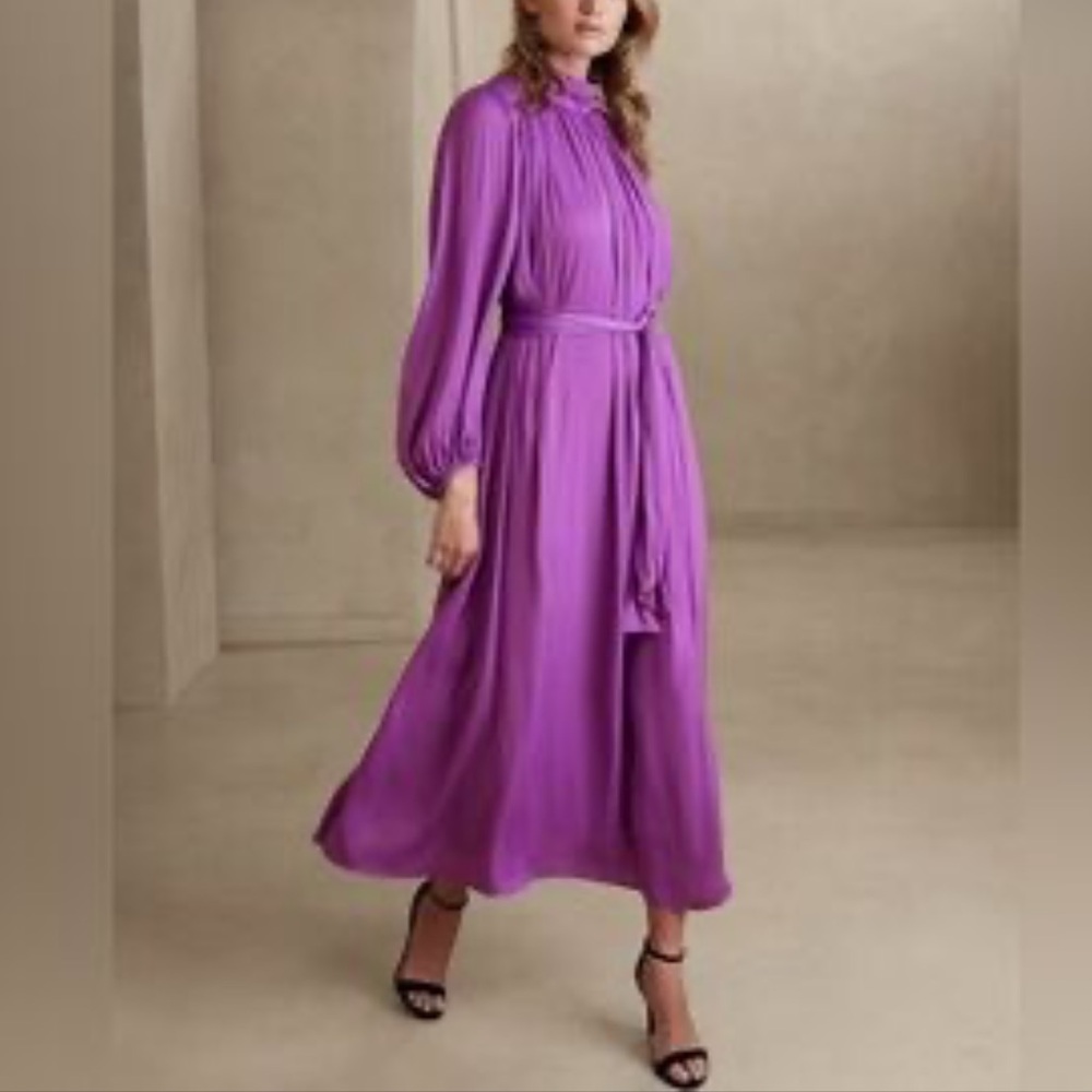 Banana Republic Purple Long Sleeve Midi Dress - Picture 5 of 5